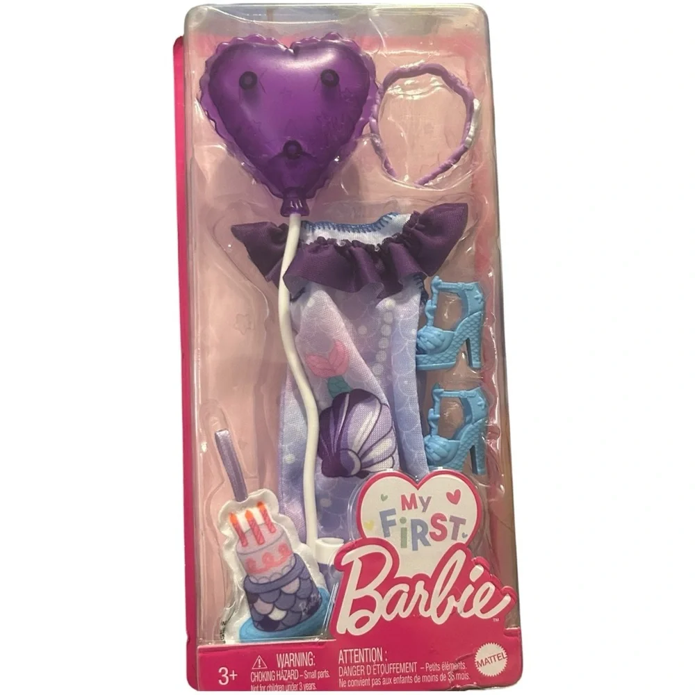 My First Barbie‎ Outfit Purple Polka Dot Party Dress Balloon Shoes New